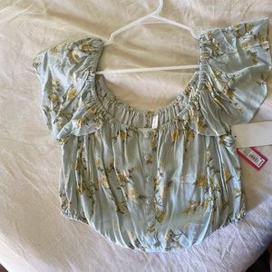 Mint Blue Floral Blouse